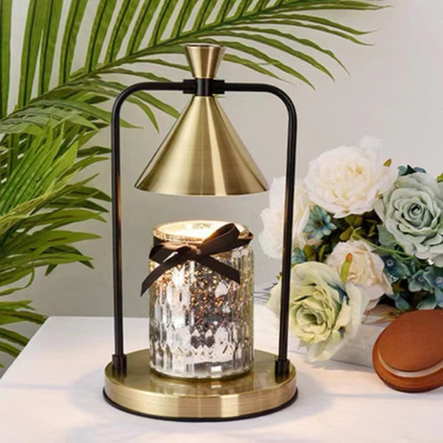 Scented Retro Candleholder Table Lamp for Bedroom with Adjustable Light, Wax Melting Lamp, Metal Romantic Aroma Aid, Spiritual Bedside Night Light