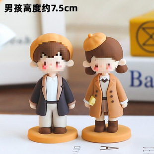 Cute Character Couple Popular Ornaments Soft Solid Decorations Case Figurine Q Version Valentine's Day Wedding Manufacturer