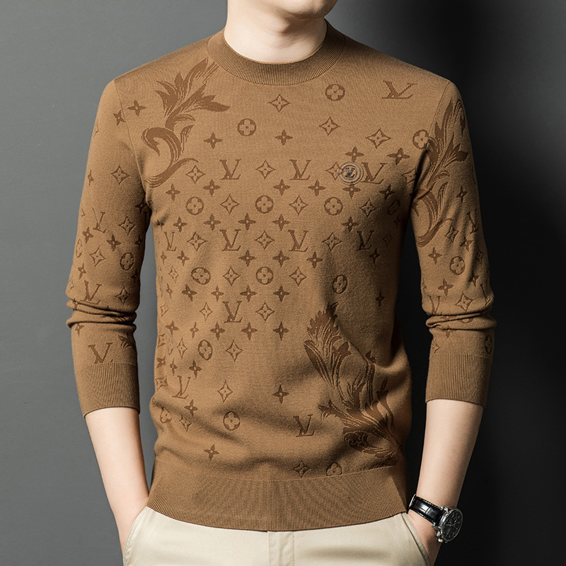 European station 2024 new Korean version of men's plus size slim crew neck sweater sweater sweater wholesale
