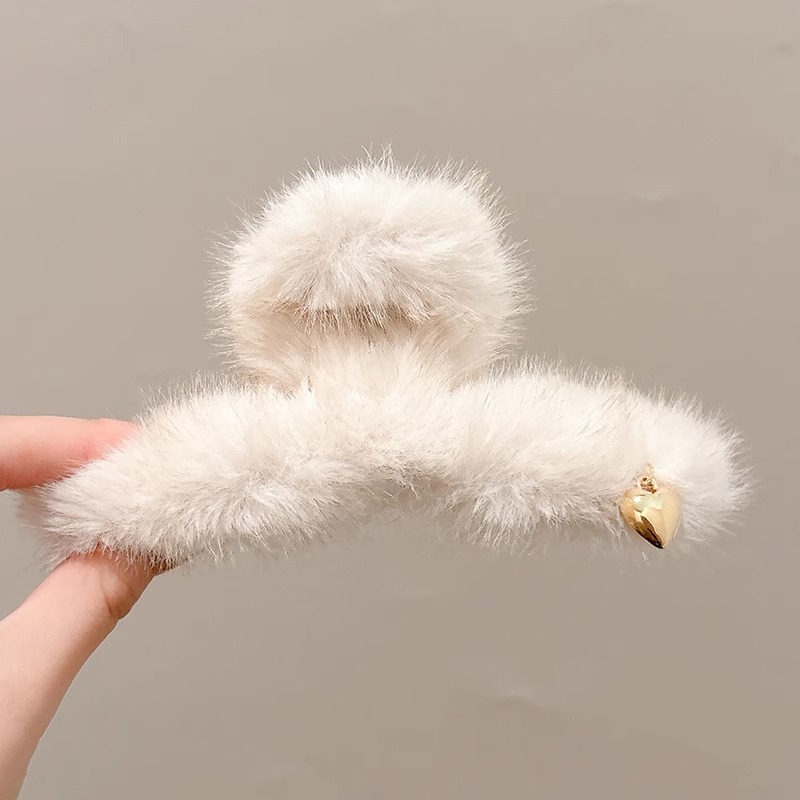 Clip de felpa para mujer, otoño e invierno, horquilla grande, lazo, borla, clip de cabeza, clip de tiburón, tocado, horquilla de pelo