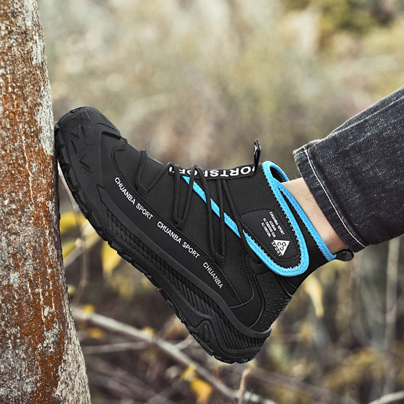 Zapatos de hombre respirantes antideslizantes al aire libre zapatos de pesca neumáticos suela desgaste de montaña zapatos de escalada de roca zapatos de trabajo de alto nivel