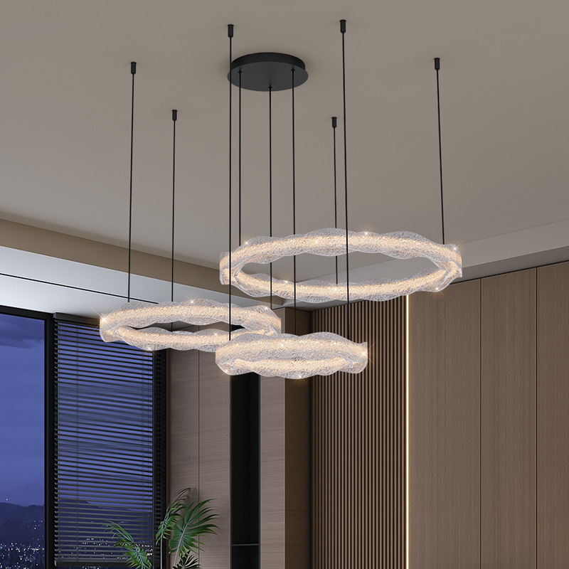 Luz de lujo ligera italiana lámpara de sala de estar 2026 nueva alta sensación de platino resina cristalina lámpara de dormitorio comedor 255L