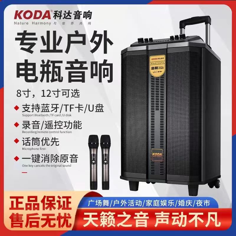 Factory Square Dance Audio with Display Wireless Microphone K Song Video Mobile KTV Outdoor Performance Pull Rod Speaker