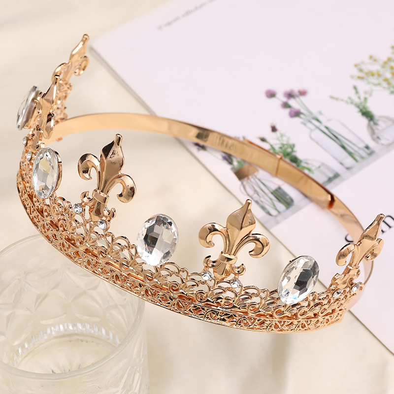 Los hombres de oro rey corona tocado adulto cumpleaños corona Halloween etapa ópera rendimiento unisex