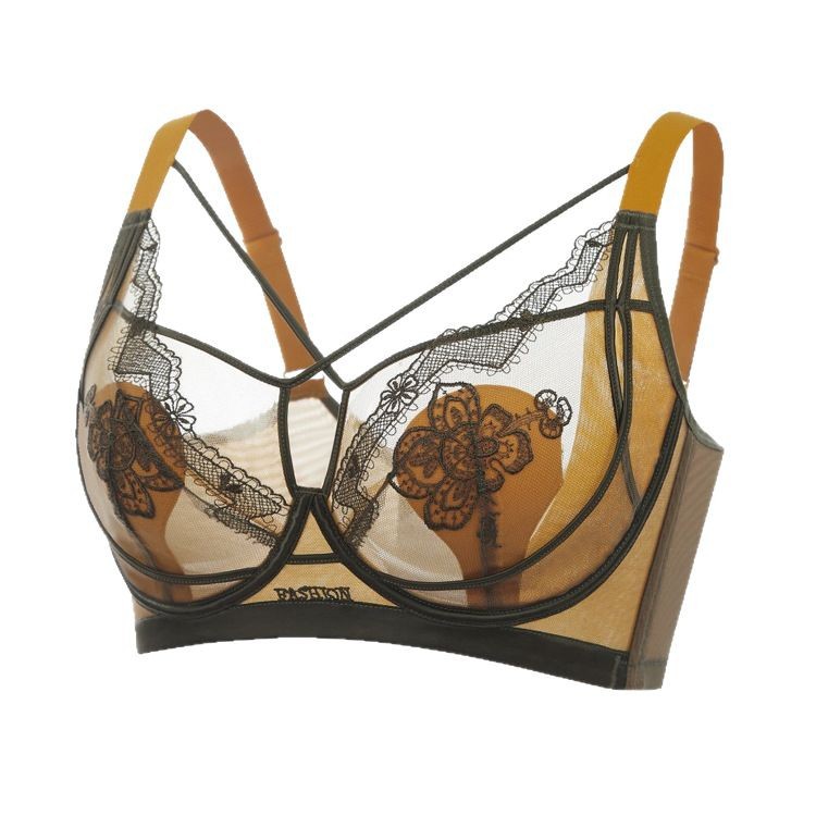 2509 encaje de malla sexy, ligero y transpirable, copa de cristal, ropa interior, sujetador lateral con anillo de acero de titanio con memoria para mujer image 5