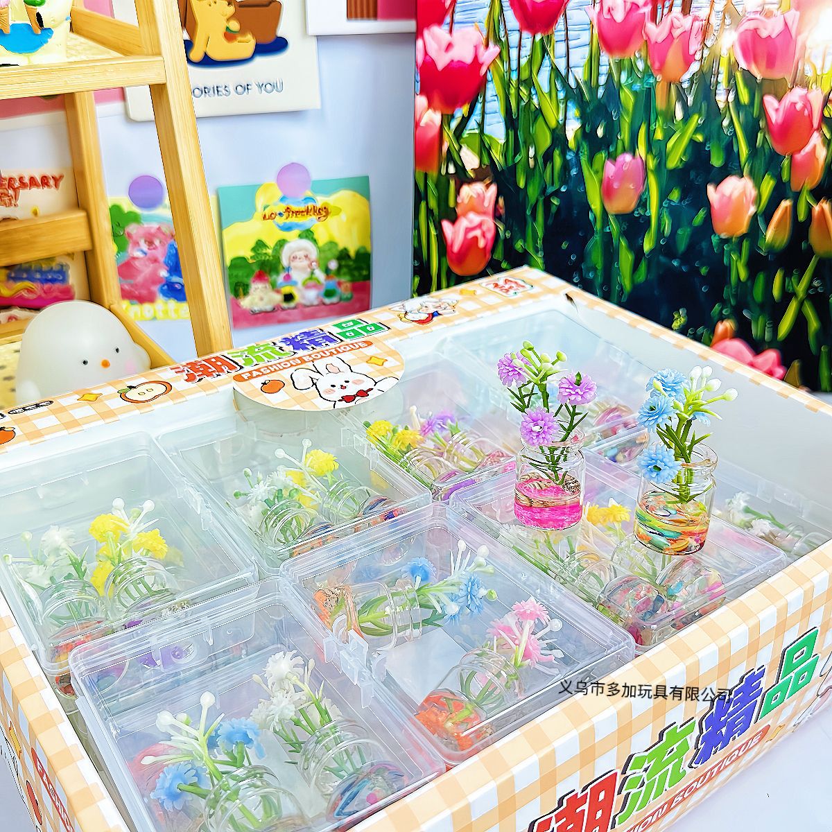 B flores de primavera como brocados flores luminosas 2 paquetes de adornos de jarrón luminoso en miniatura pequeños adornos de automóvil creativos frescos para jugar