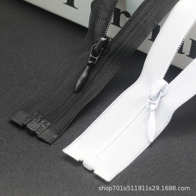 Invisible opening zipper No. 3 nylon zipper pillow light down jacket lace black white clothing accessories