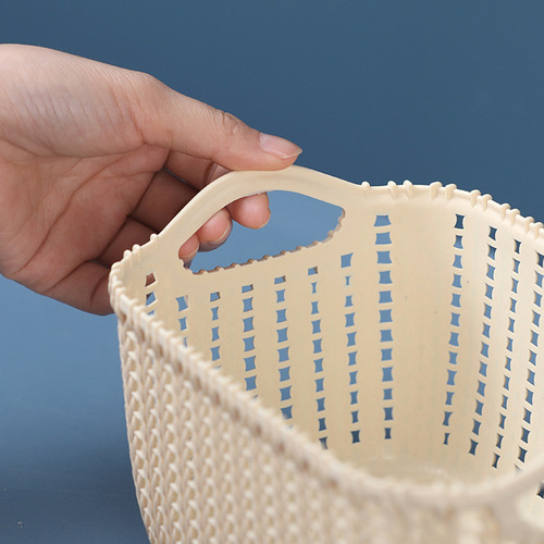 Desktop imitation rattan storage basket snack box plastic living room bathroom kitchen sundries storage basket storage box rectangular