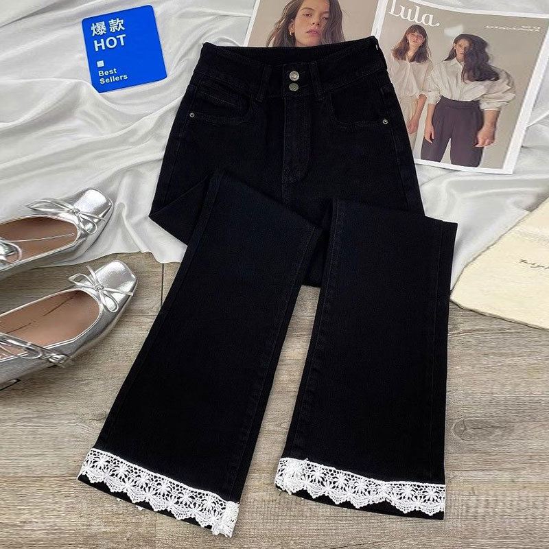Black lace summer jeans