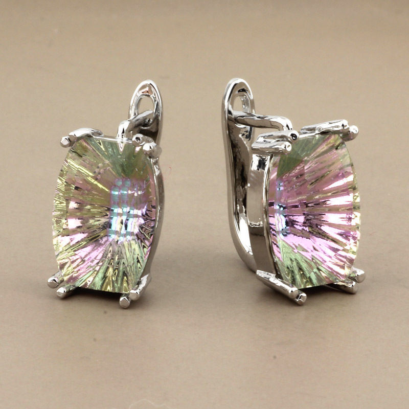 Nueva Venta caliente transfronteriza europea y americana de lujo exquisito cristal brillante color rosa oro oído hebilla pendientes mujer fábrica al por mayor