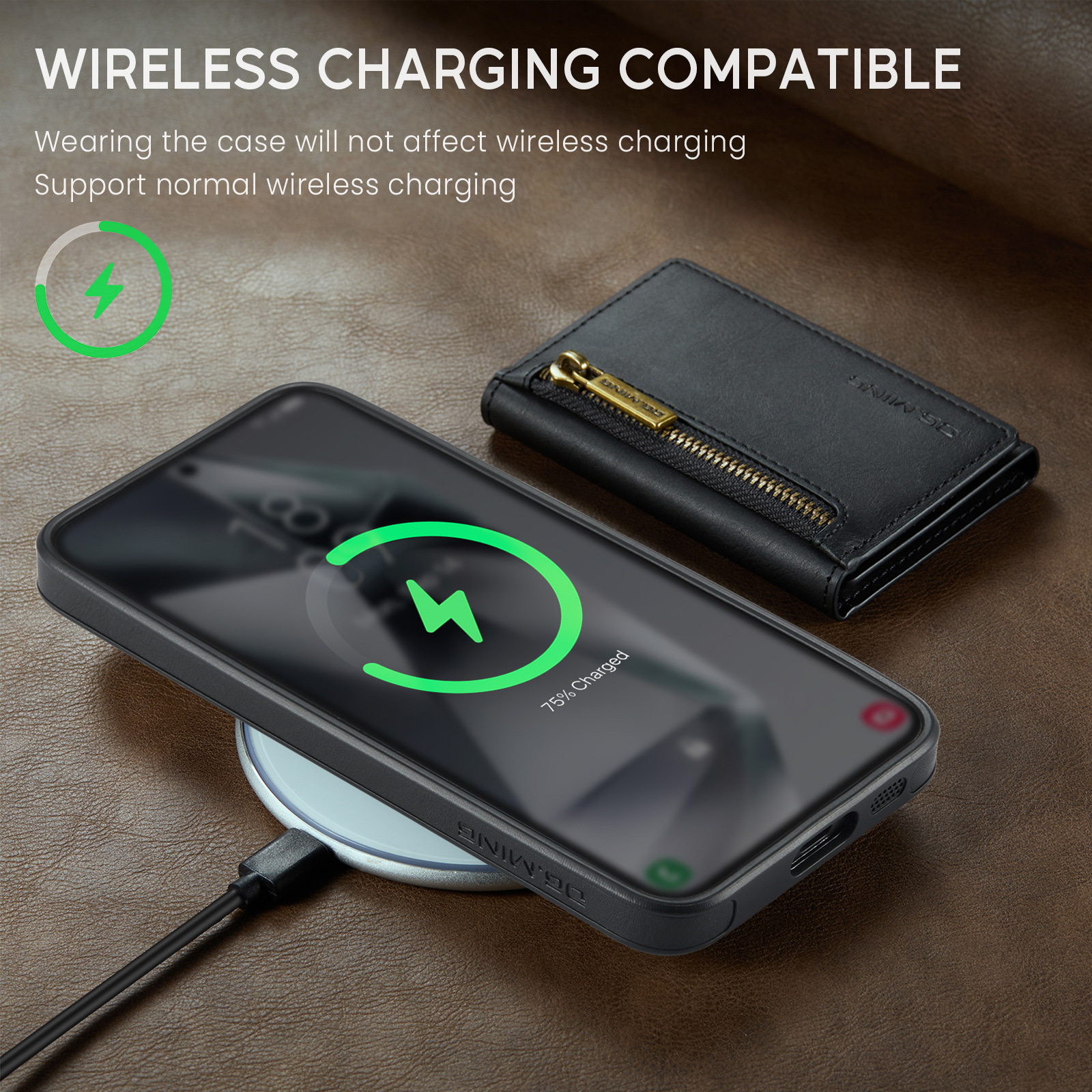 M5 für Samsung S24 magnetische kabellose Ladetelefonhülle S24 Plus Zwei-in-Eins-Anti-Diebstahl-Bürsten-Brieftaschen-Schutzhülle_voghion.com