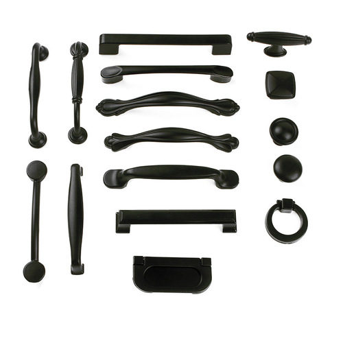 Cabinet drawer aluminum alloy black handle American wardrobe door handle modern simple Nordic cabinet small handle