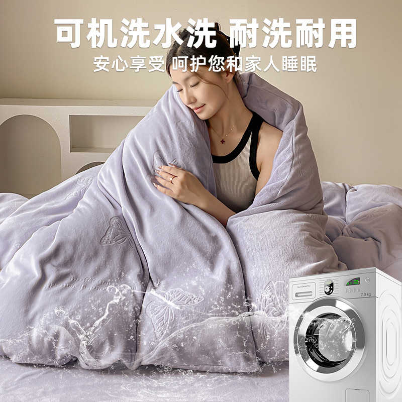 Espesado tallado leche de lana de cuatro piezas set invierno doble edredón cubierta sábanas de lana de coral cama de cama de cama calentamiento