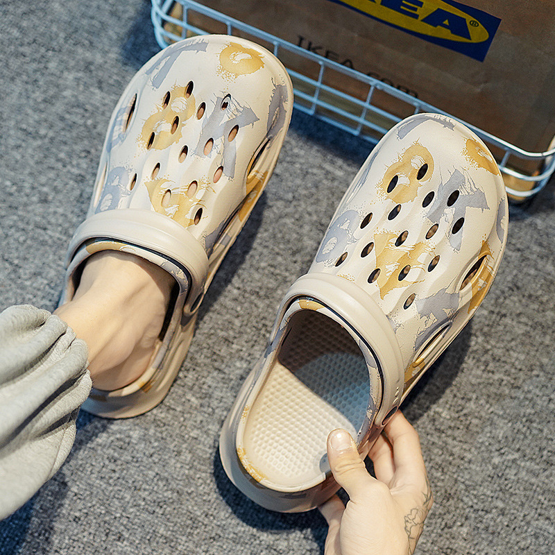 Croc Shoes Men's Summer Outer Wear Non-Slip Slippers Sports Leisure Driving Toe Beach Sandals
