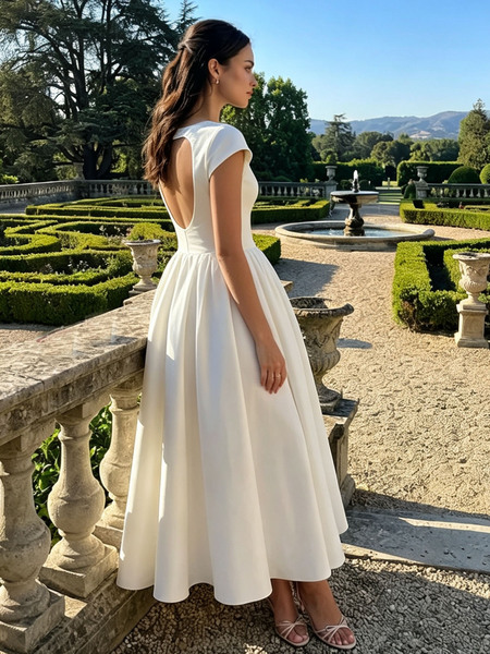 brand summer dress with a round collar