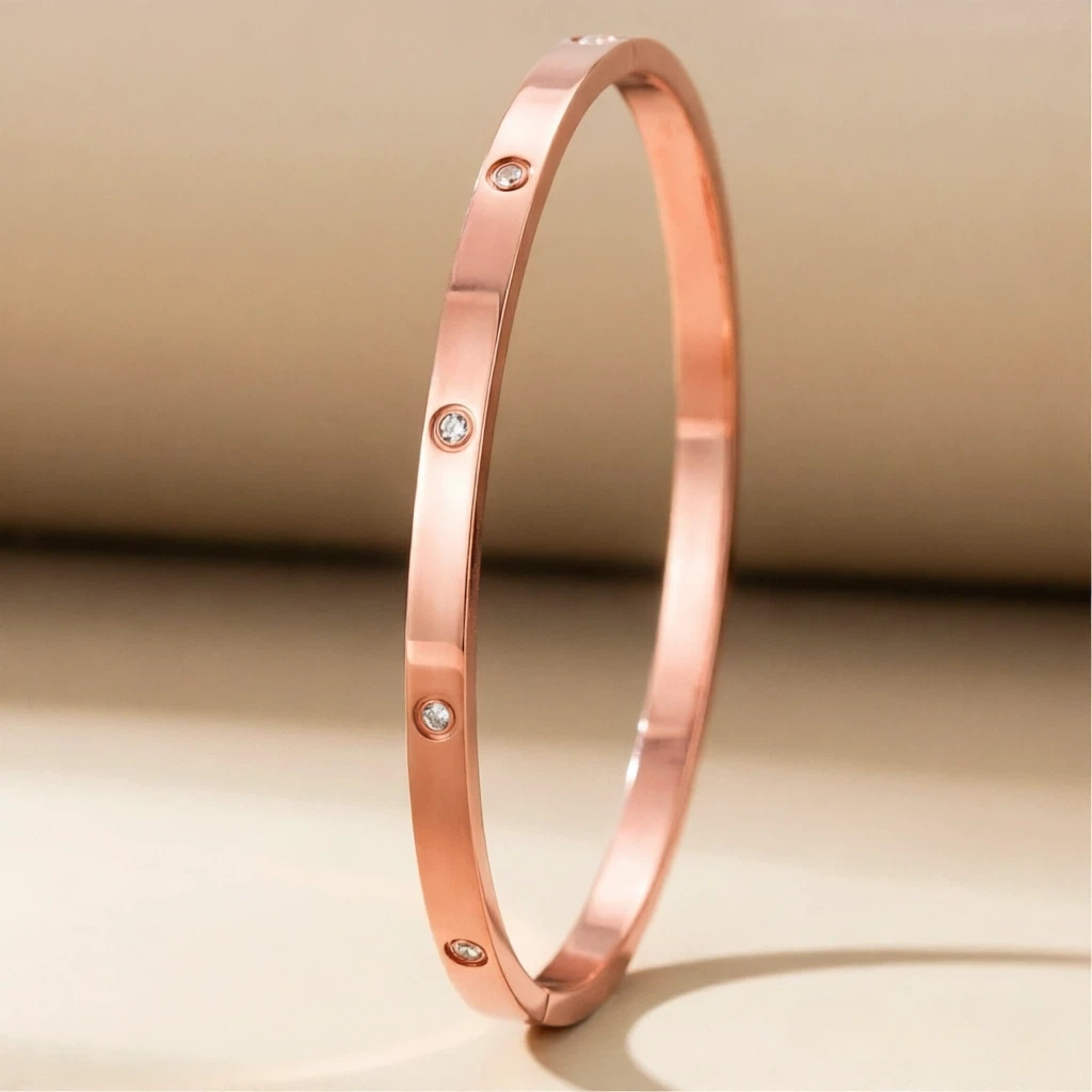 Golden bracelet, pink gold, 4mm