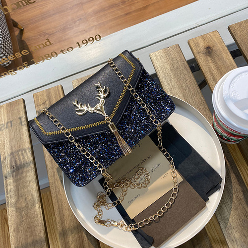 Fashion Handbags Women Bags  New Products Deer Tassel Small Square Bags Glitter Single Shoulder Crossbody Women Bags Foreign Trade Wholesale