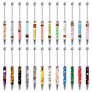 Printed Bead Pen DIY Bead Cute Pen Labubu Halloween Christmas Cartoon Pattern Ballpoint Pen