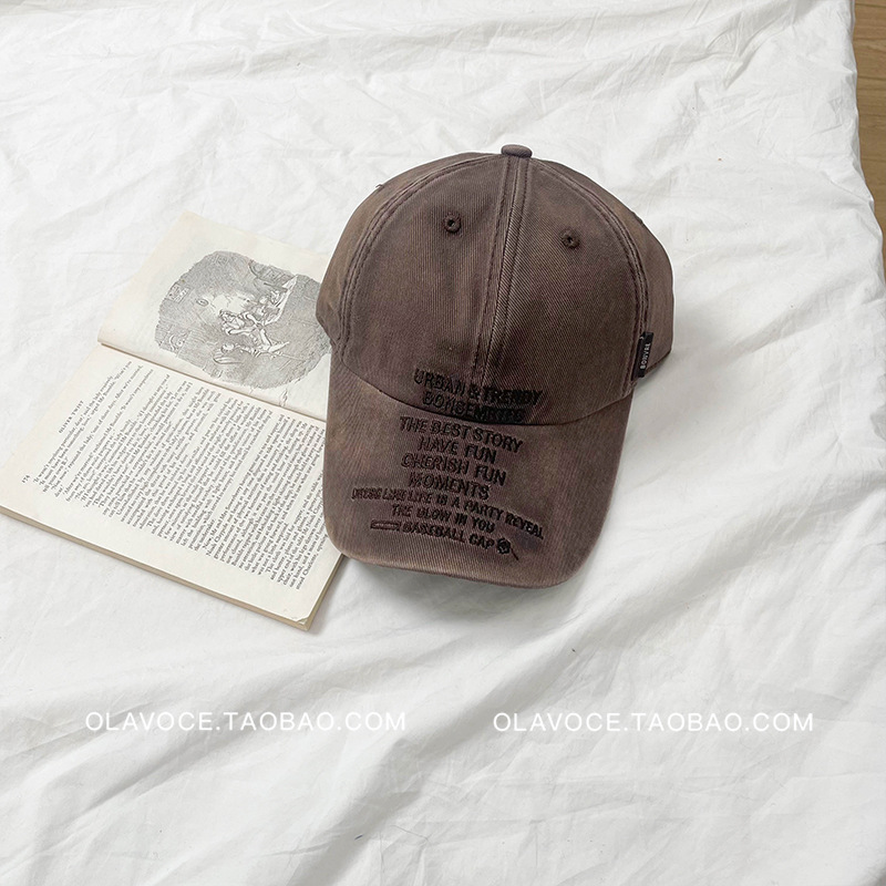 2025 nuevo gorro retro americano sombrero de boca de pato sombrero de protección solar sombrero de béisbol lavado con agua para hombres bordados sombrero de tapa blanda para niños