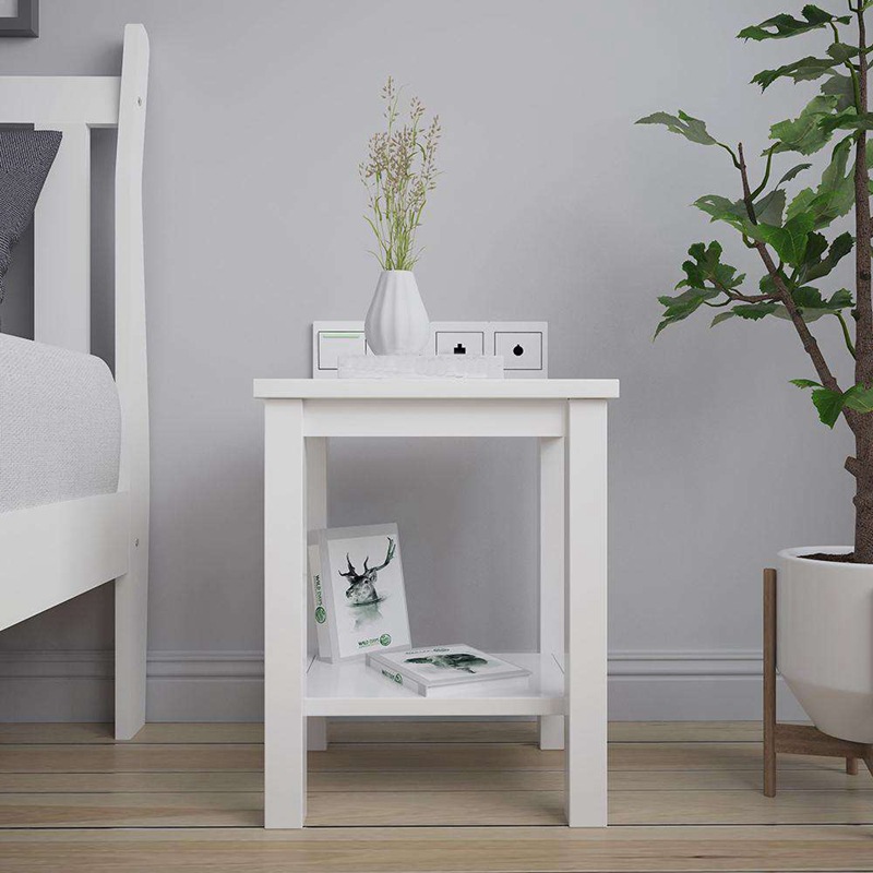 Moderno minimalista mesita de noche pequeña mesita de noche pequeño dormitorio estante de almacenamiento de doble capa mesa auxiliar