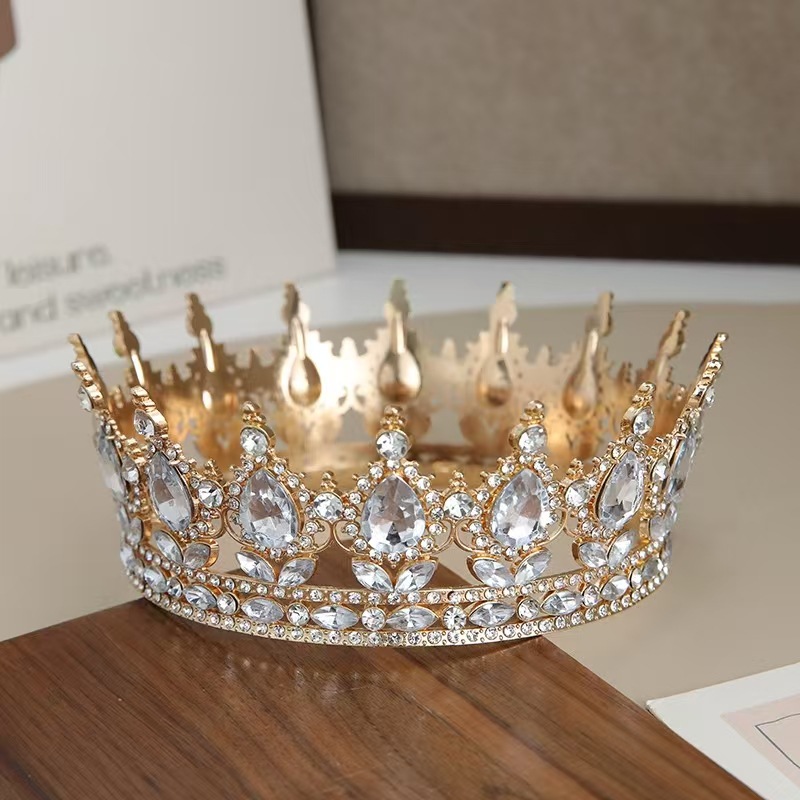 Europa y Estados Unidos transfronterizos gran corona de boda tocado de cabeza redondo colorido decoración de pastel de cumpleaños decoración reina atmósfera