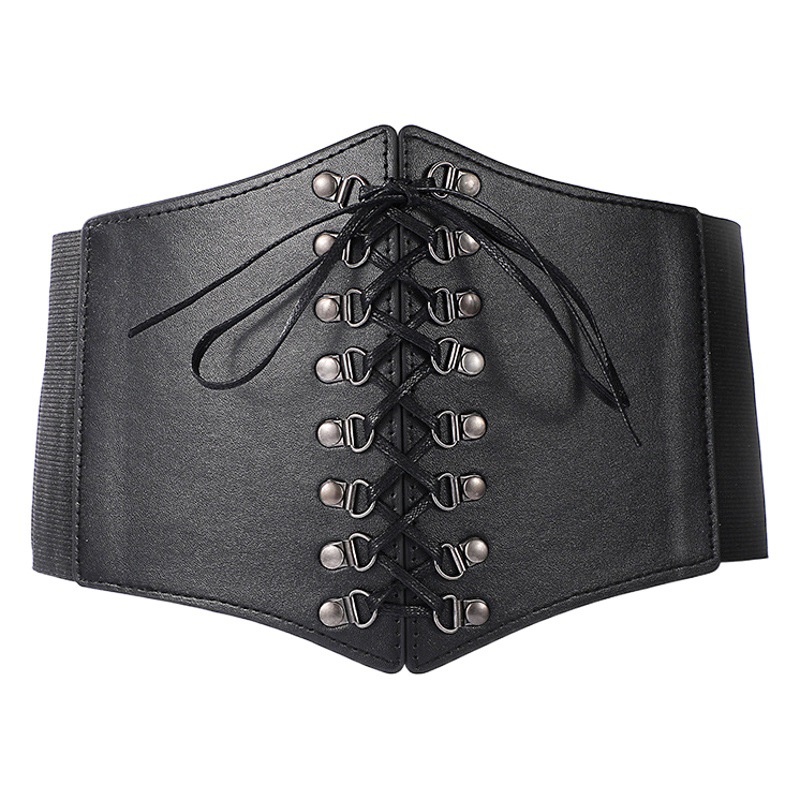 Moda europea y americana simple cintura elástica cinturón ancho mujeres retro cintura sello Correa camisa decorativa falda cinturón