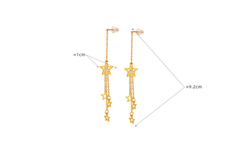 1 Pair Fashion Star Tassel Titanium Steel Plating Drop Earrings display picture 1
