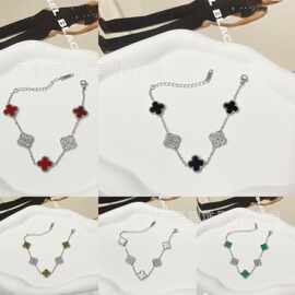 2025爆款13mm银色间钻五花手链女不掉色时尚简约百搭风厂家批发