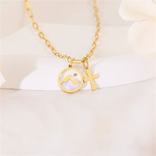 亚马逊跨境爆款时尚荠菜种子许愿椭圆不锈钢吊坠项链男女情侣礼物