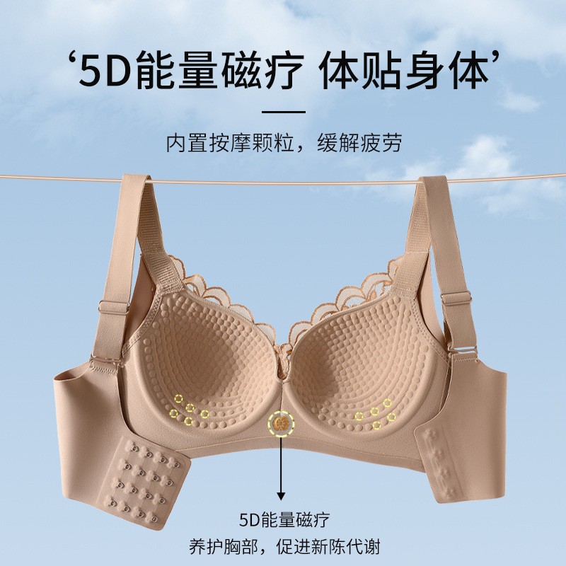 Ropa interior de látex de apoyo suave de tamaño grande para damas, pecho grande y pequeño, sin anillo de acero, sujetador de encaje anti-prolapso.