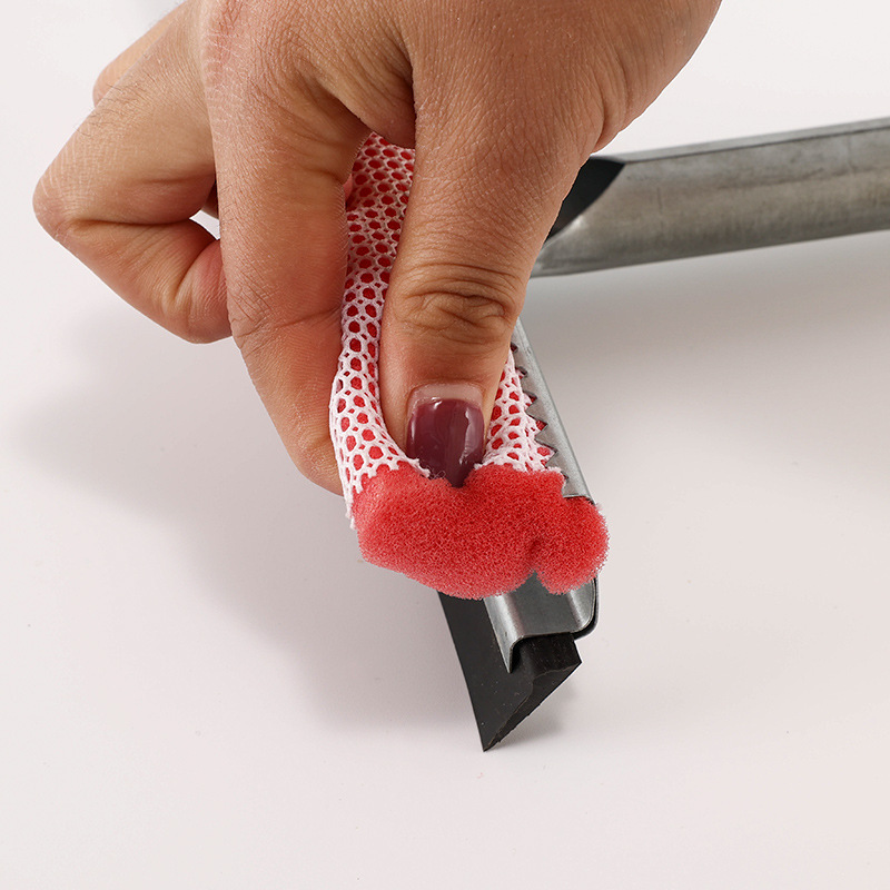 Raspador de ventanas metálico con cabezal de 25 cm, mango de 10 pulgadas y poste de madera lacada de 48 cm, rojo, directo de fábrica para limpieza de ventanas.