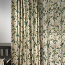 原创版权 美式中式田园仿棉麻印花卧室客厅半遮光窗帘窗纱