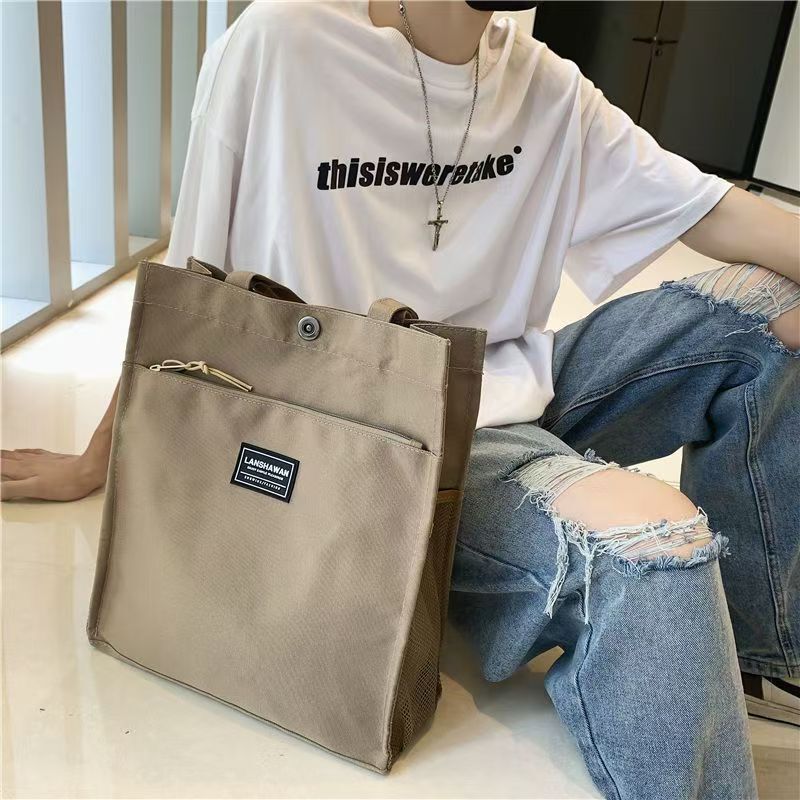 Men's Handbag Simple Oxford Cloth Men's Student Tutoring Bag Commuter Tote Shoulder Bag Large Capacity Document Bag