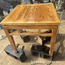 新中式老榆木八仙桌商用正方形餐桌加厚餐馆面馆吃饭桌椅四方茶桌