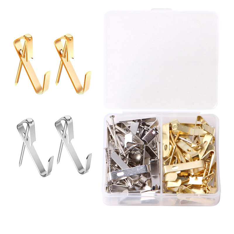 Cross-Border Supply of Wall Hooks 30 Pounds Gold and Silver Mixed Photo Frame Hooks Seamless Spot Wholesale Cross-Border Supply of Wall Hooks 30 Pounds Gold and Silver Mixed Photo Frame Hooks Seamless Spot Wholesale
