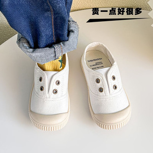 Children's Canvas Shoes, Kidsren's Shoes, New Baby Indoor Soft-Soled Pedal Casual Sneakers, Boys and Girls Spring and Autum White Shoes