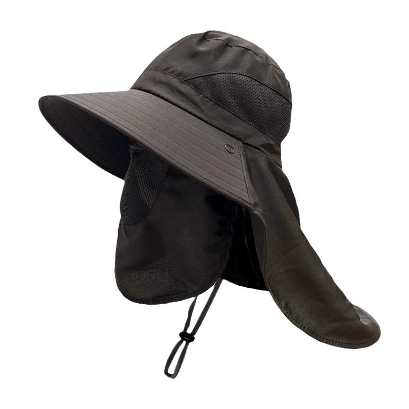 Sombrero de pescador Sombrero de sombra anti-ultravioleta de verano Sombrero de protección facial de pesca y protector de cuello para hombre Sombrero de protección solar de ala grande