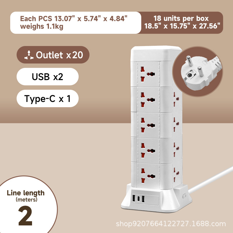 Estándar europeo-2 metros-5 capas/USB