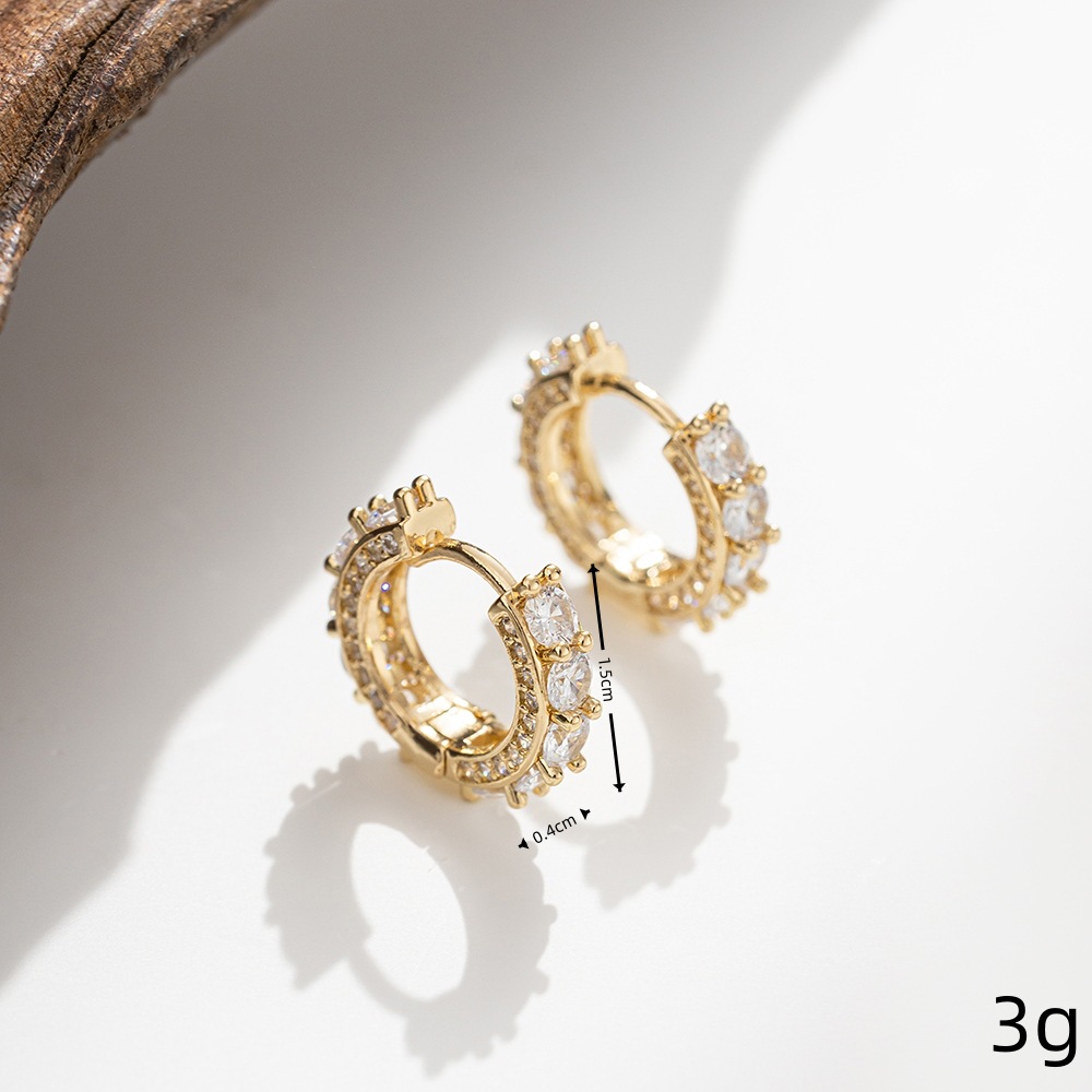 5g Weight 1 Pair Simple Style Geometric Copper Zircon Hoop Earrings