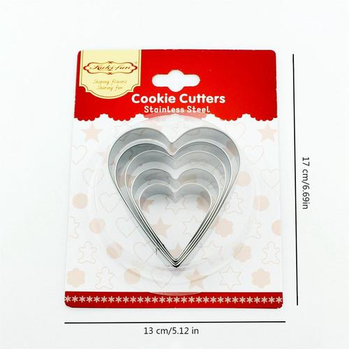 Cross-border exclusive heart-shaped fondant cookie mold Valentine's Day cake stamp DIY baking tool heart set of five