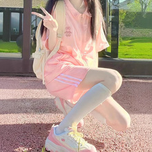 学生软妹休闲运动套装女夏2025新款可爱减龄短袖短裤多巴胺两件套