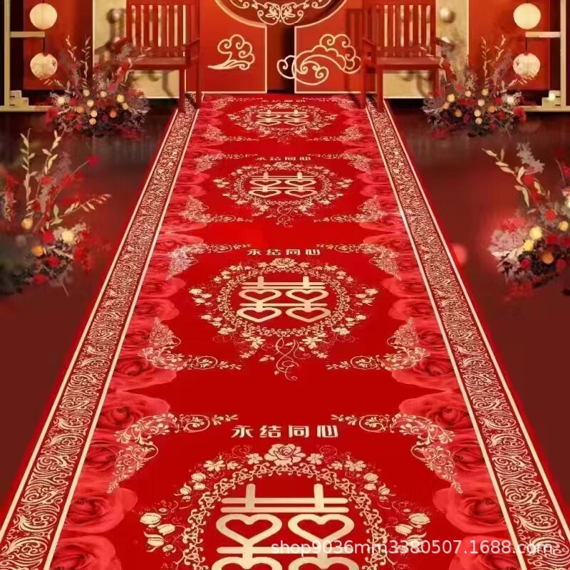 Wholesale Wedding Carpet Entrance Mat Red Carpet Corridor Aisle Full Coverage Red Carpet Chinese Wedding Stage Festive