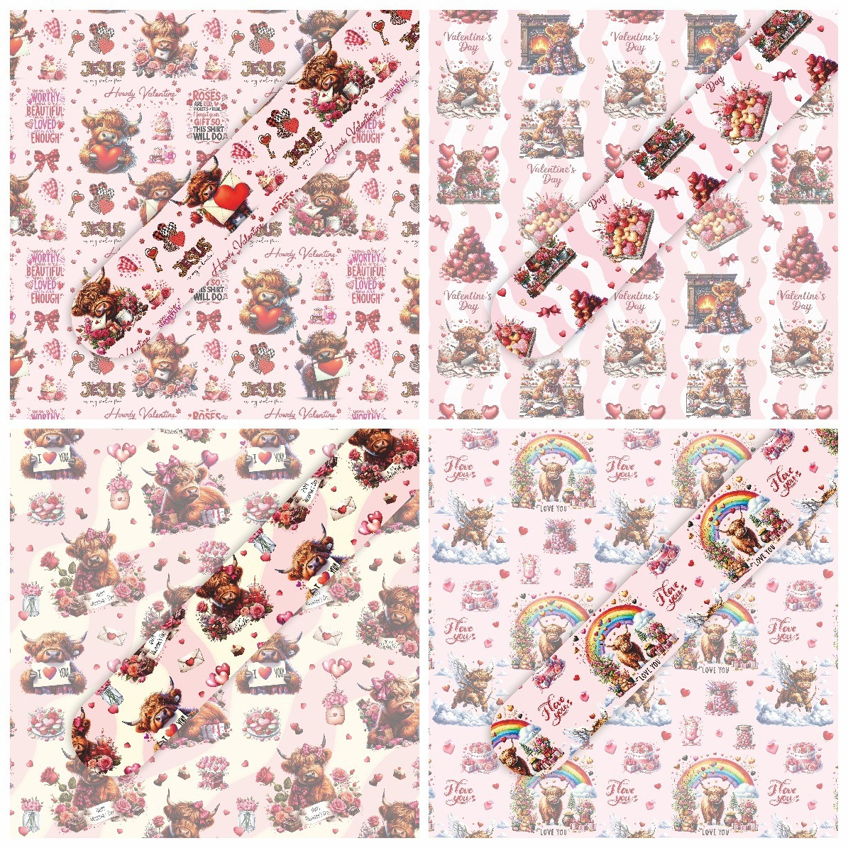 批发生肖牛粉红情人节铜版包装纸 情人节婚礼甜蜜巧克力礼物礼品