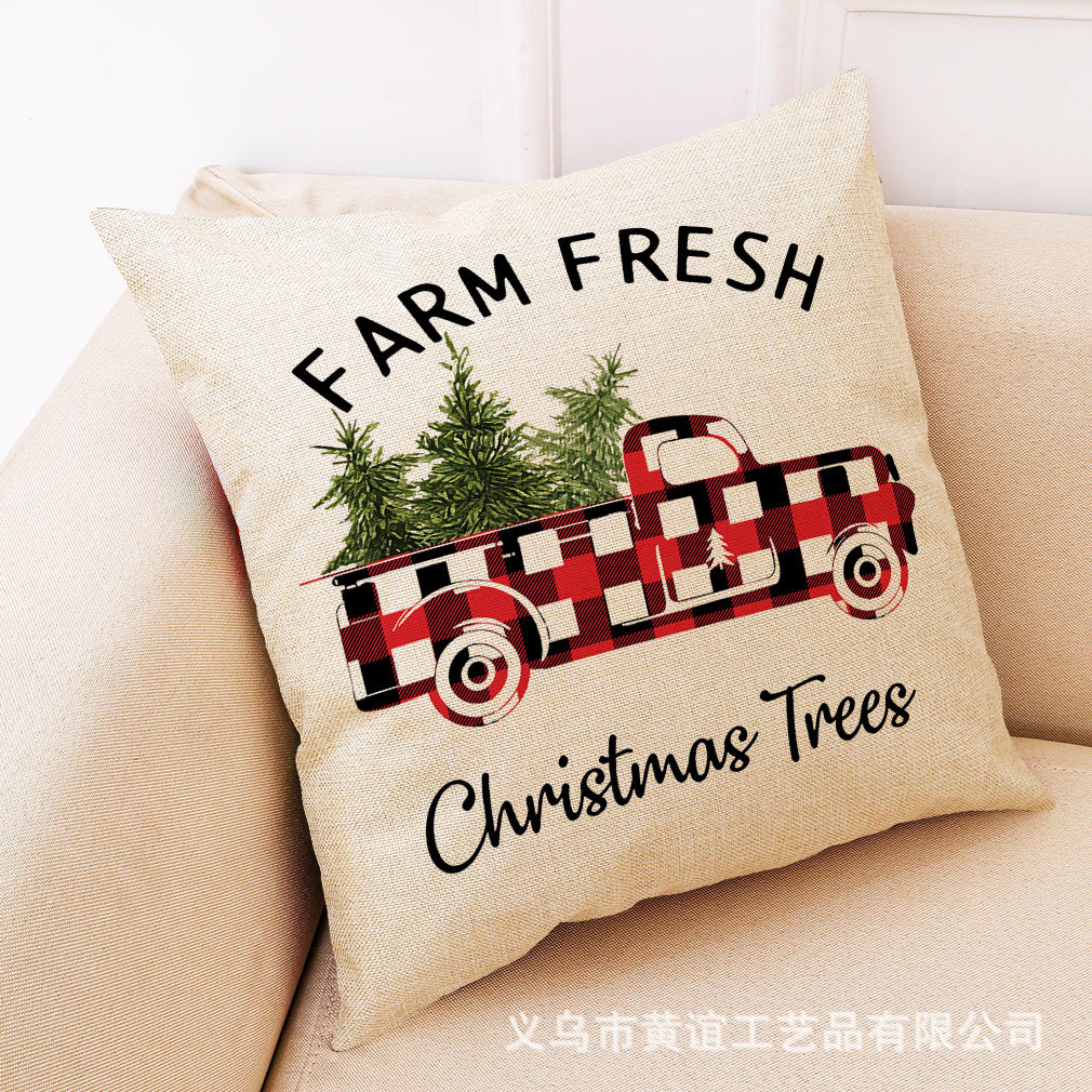 wish 亚马逊新款艺术圣诞节棉麻抱枕套 汽车抱枕家居沙发靠垫批发