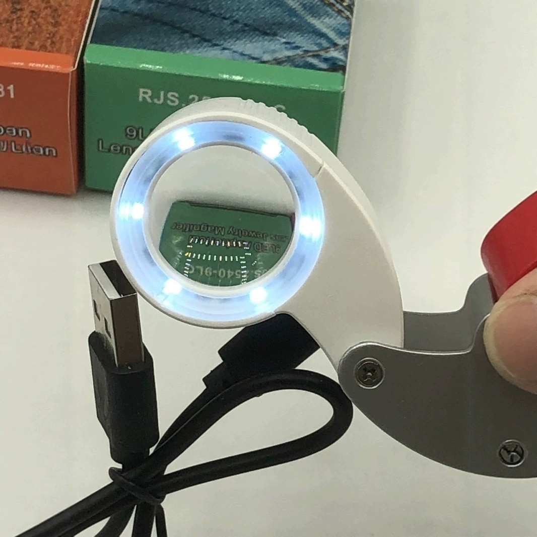 Зарядка новый портативный креативный складной 40-кратный увеличительное стекло 60-кратный белый фиолетовый свет