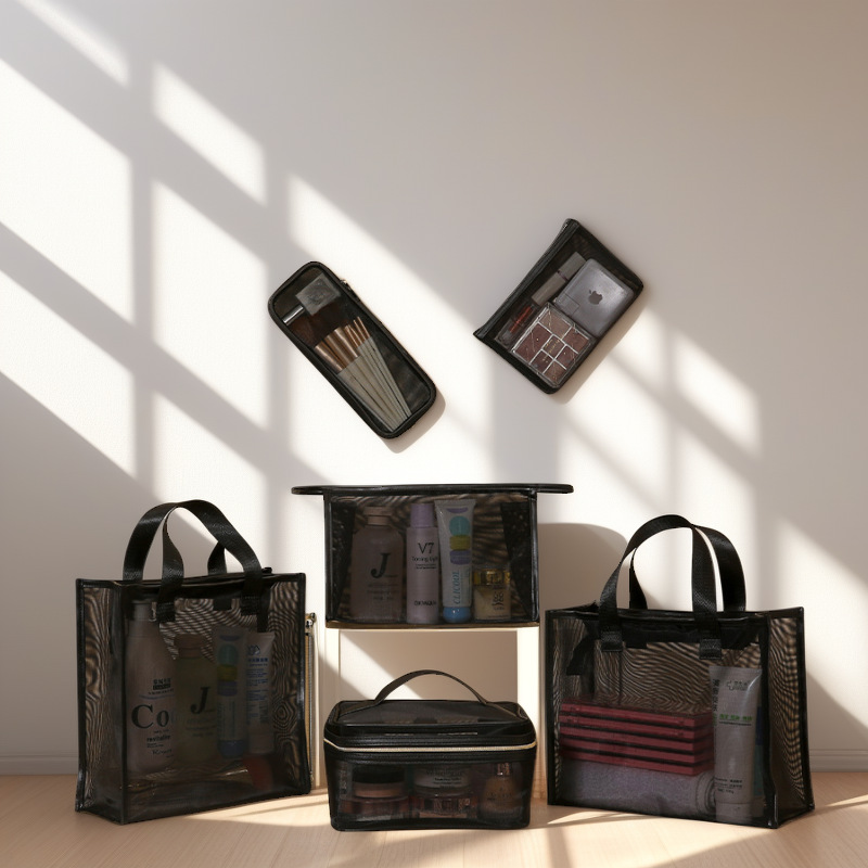 Portable Nylon Mesh Cosmetic Bag Large Capacity High-end Portable Cosmetic Storage Bag Travel Toiletry Bag