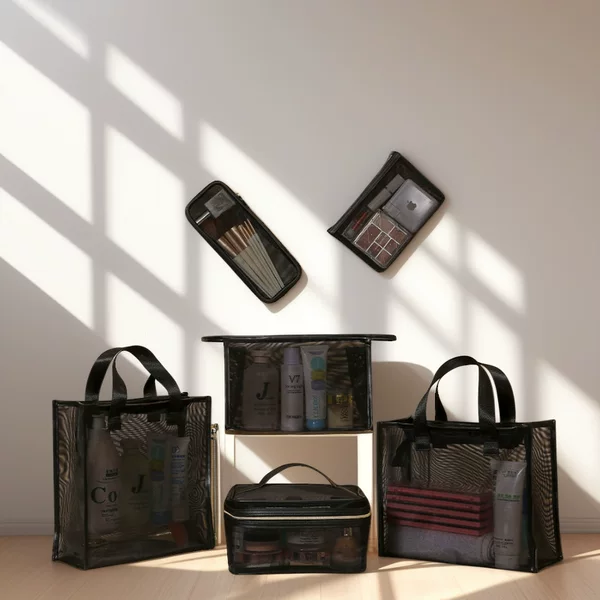 Portable Nylon Mesh Cosmetic Bag Large Capacity High-end Portable Cosmetic Storage Bag Travel Toiletry Bag