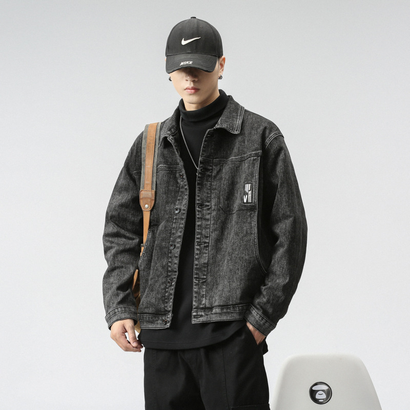 Veste transfrontalière pour hommes d'Amazon portant une veste en jean Joker chemise décontractée tendance pour hommes personnalité mince pour hommes_voghion.com