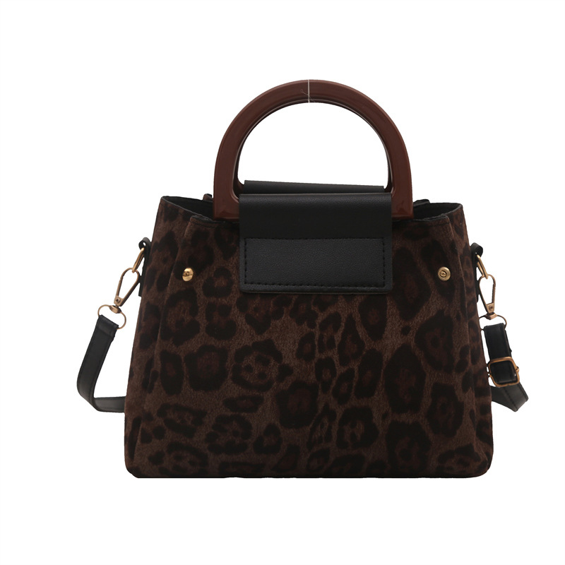 Moda coreana retro leopardo bolso de mano 2025 primavera nueva mujer bolso de hombro de color contraste temperamento bolso cuadrado
