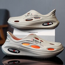 椰子洞洞鞋男夏季外穿软底踩屎感青少年开车透气户外防滑沙滩凉鞋